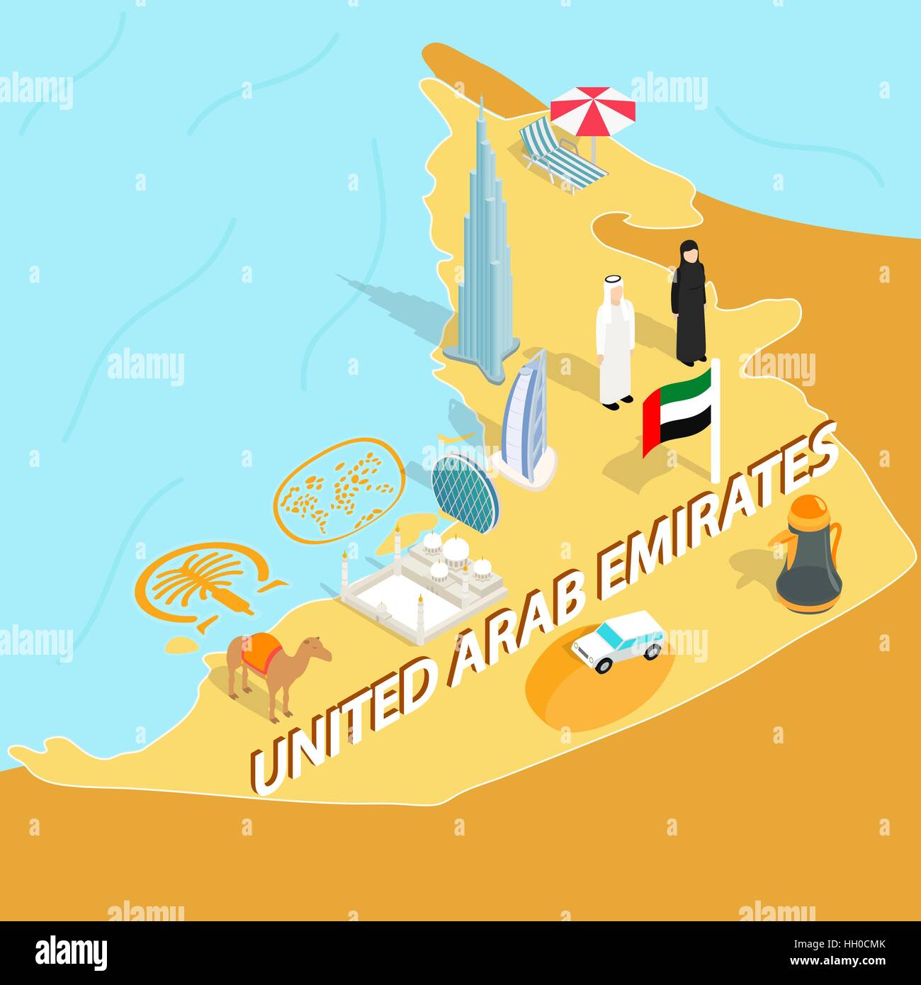 United Arab Emirates map, isometric 3d style Stock Vector Image & Art ...