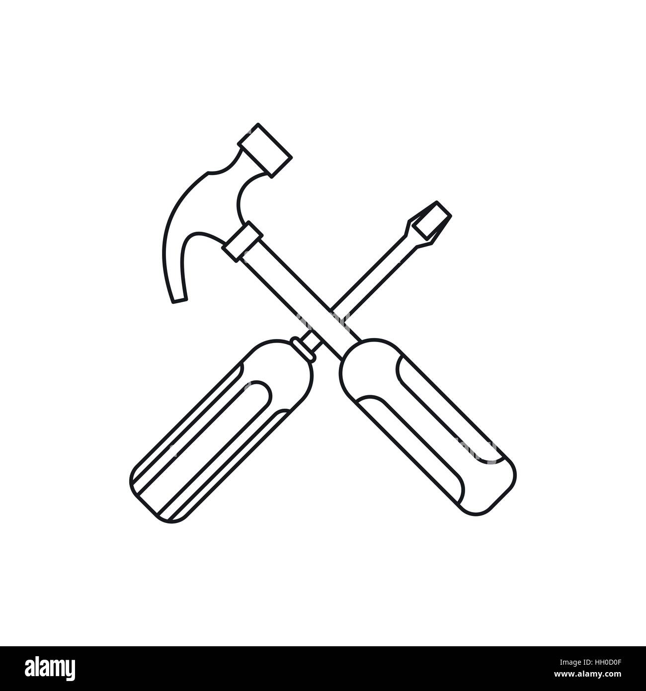 Hammer and screwdriver icon, outline style Stock Vector Image & Art Alamy