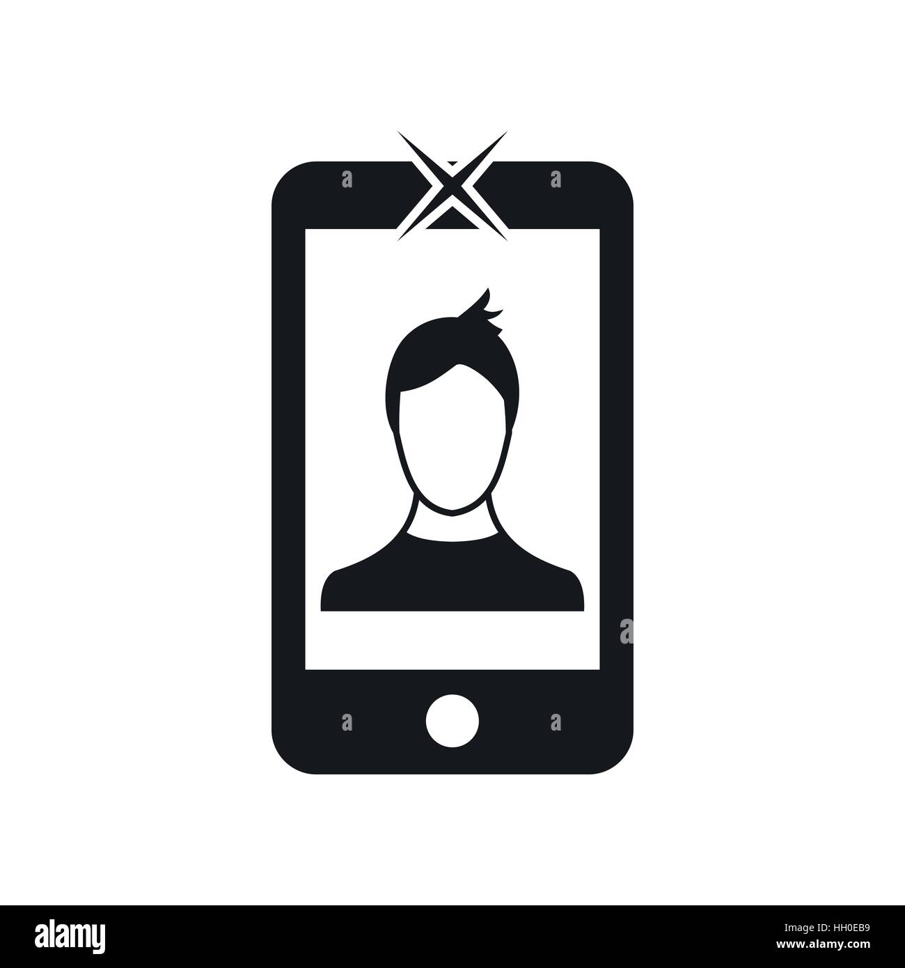 Mobile phone with photo icon, simple style Stock Vector Image & Art - Alamy
