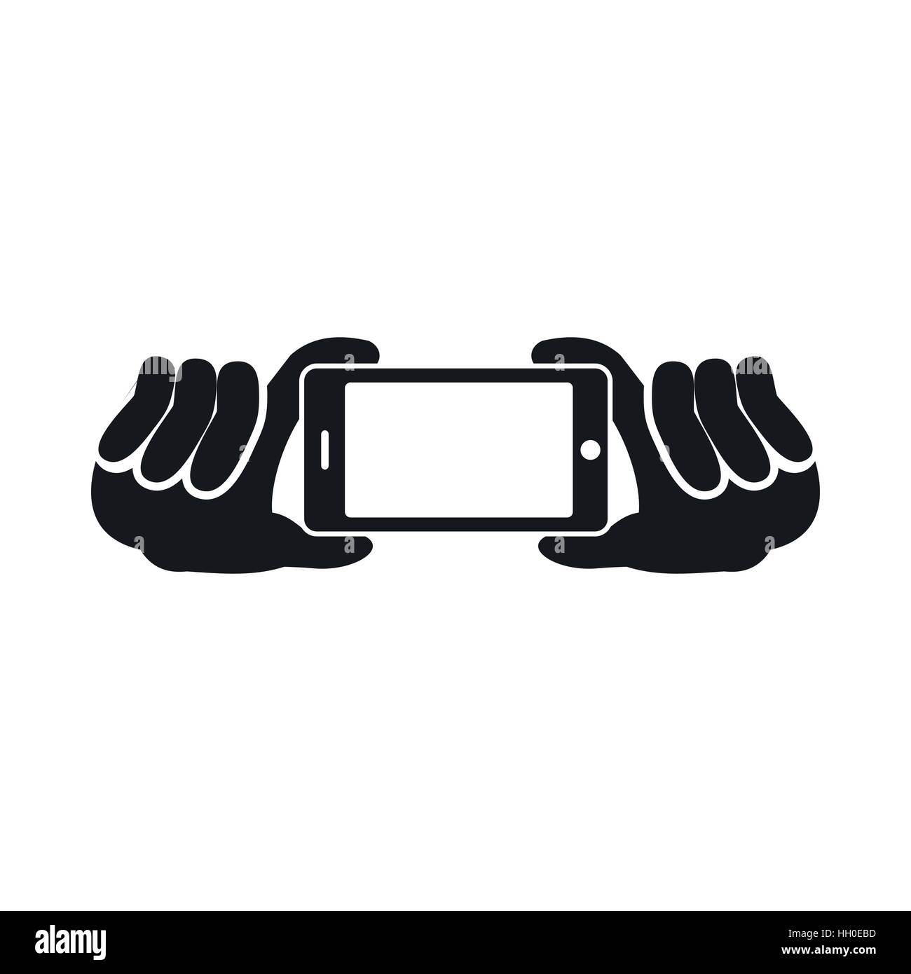 Two hands holding mobile phone icon, simple style Stock Vector Image ...