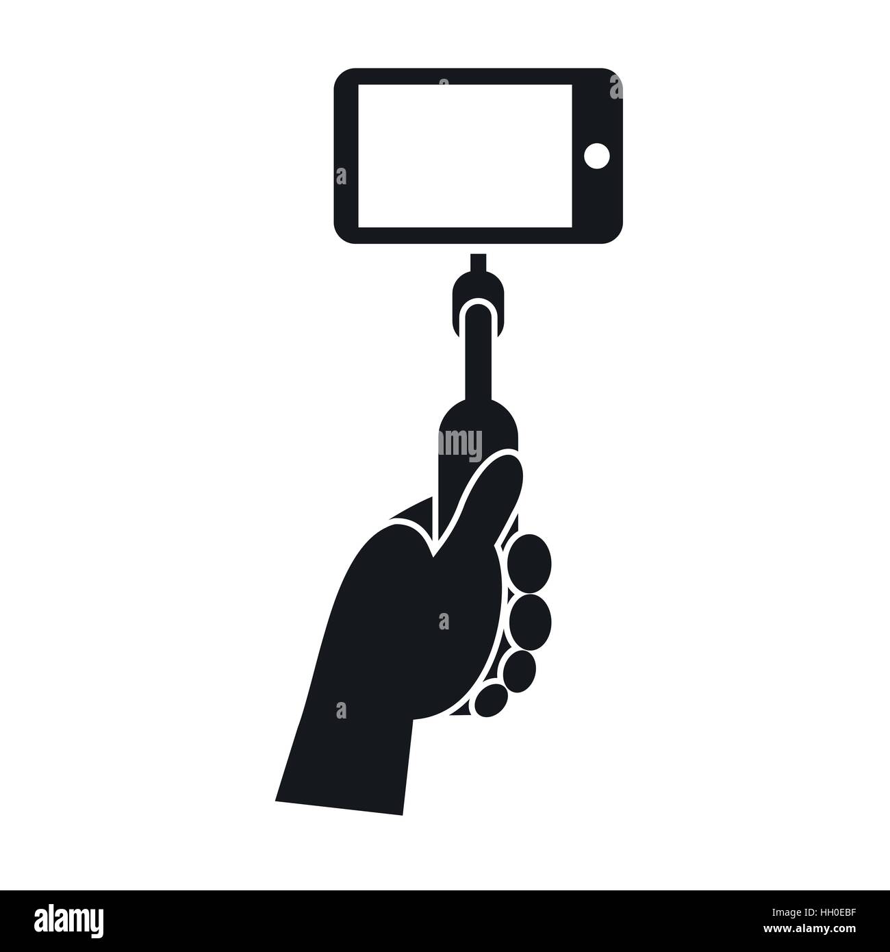 Hand holding a selfie stick with mobile phone icon Stock Vector Image ...