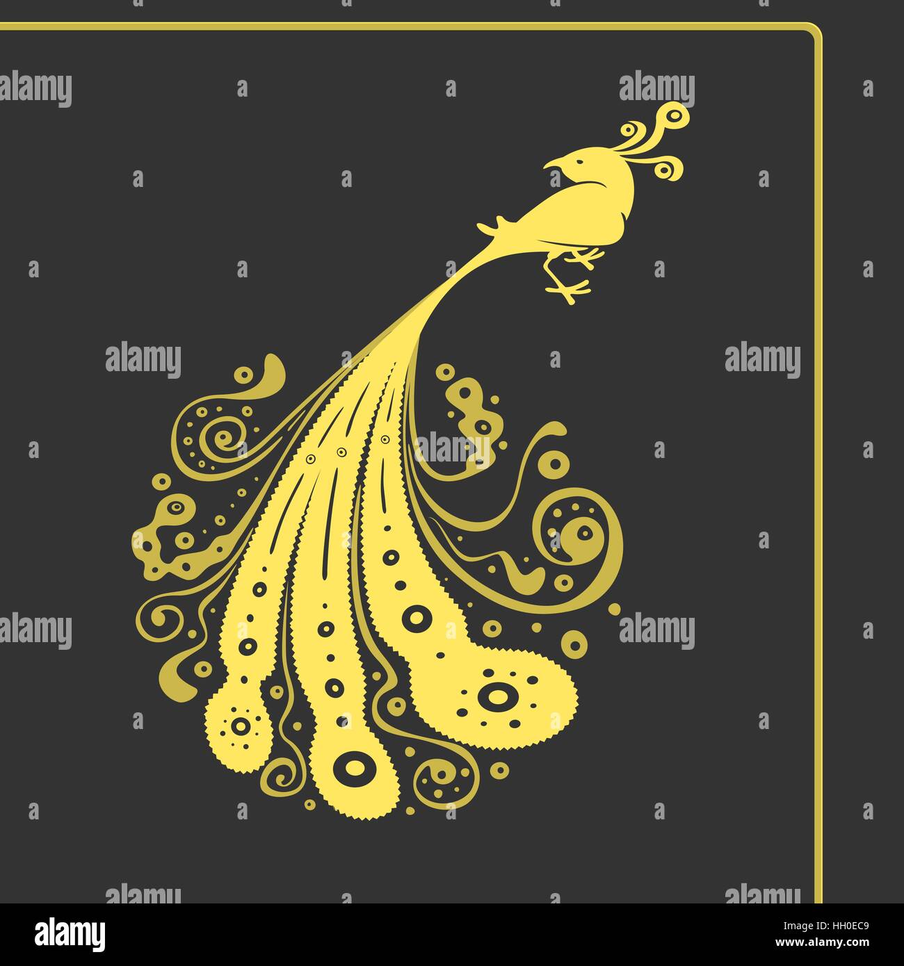 Symbol Big Bird with Tail Pattern Stock Vector