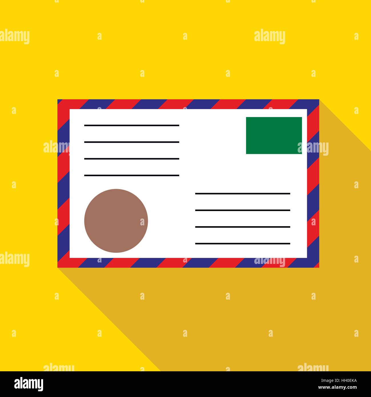 Postage envelope with stamps icon, flat style Stock Vector Image & Art ...