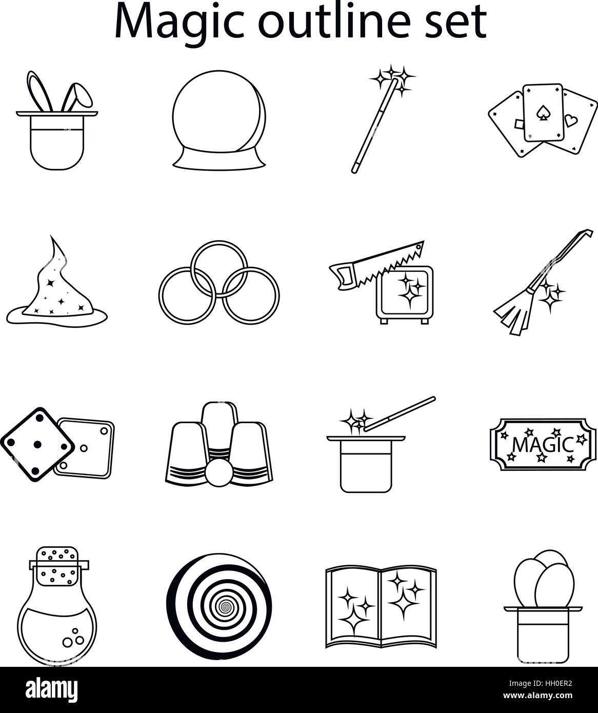 Magic icons set, outline style Stock Vector Image & Art - Alamy