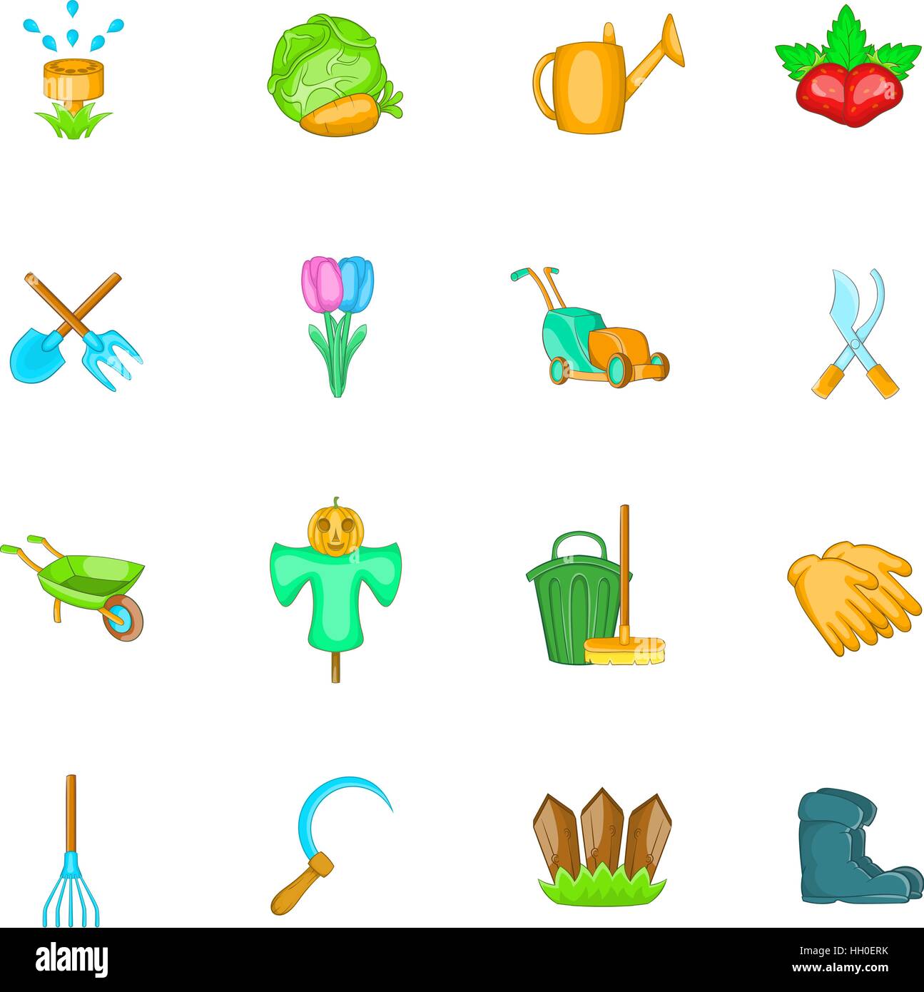 Garden icons set, cartoon style Stock Vector Image & Art - Alamy