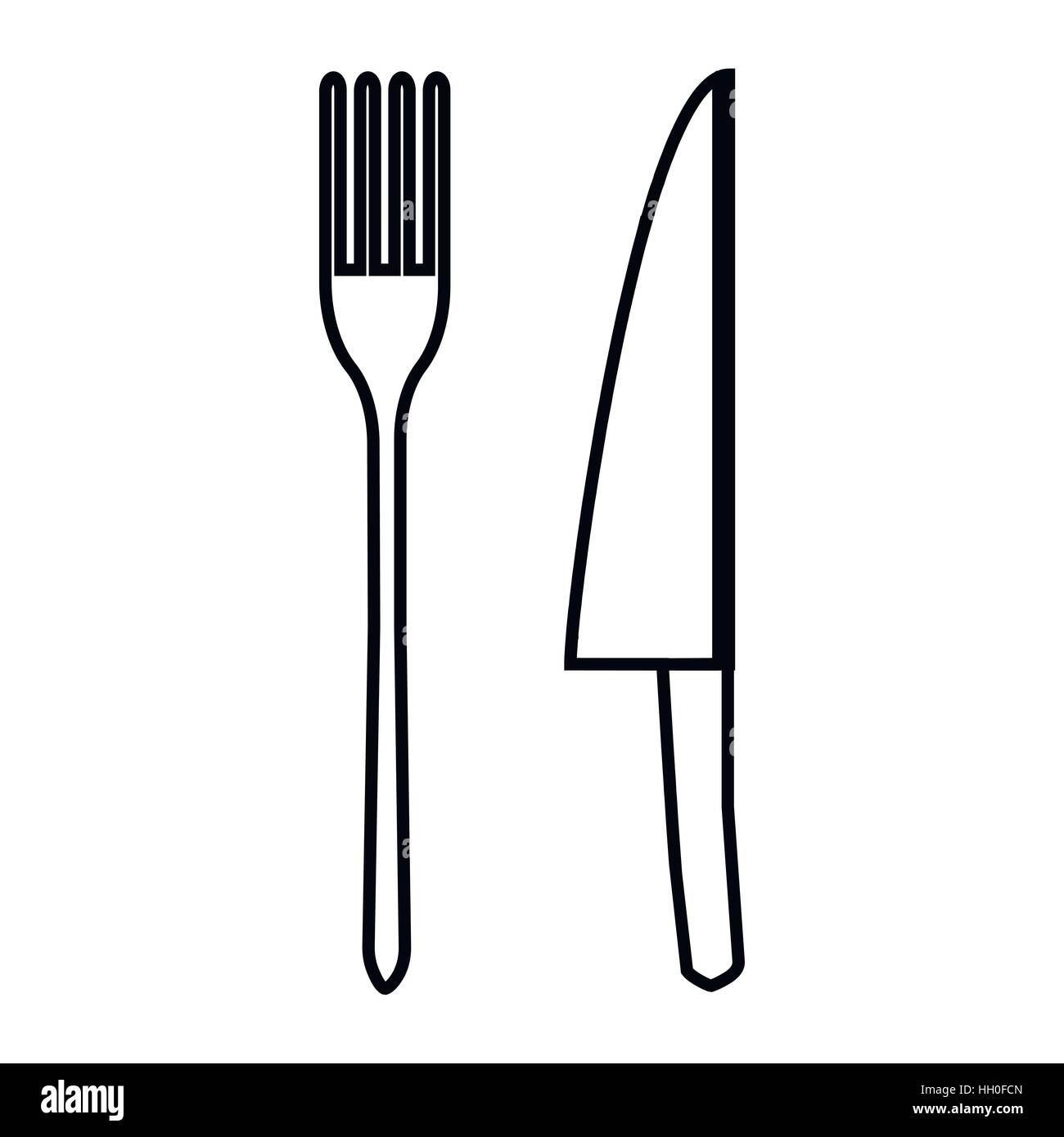 Knife and fork icon, outline style Stock Vector Image &amp; Art - Alamy