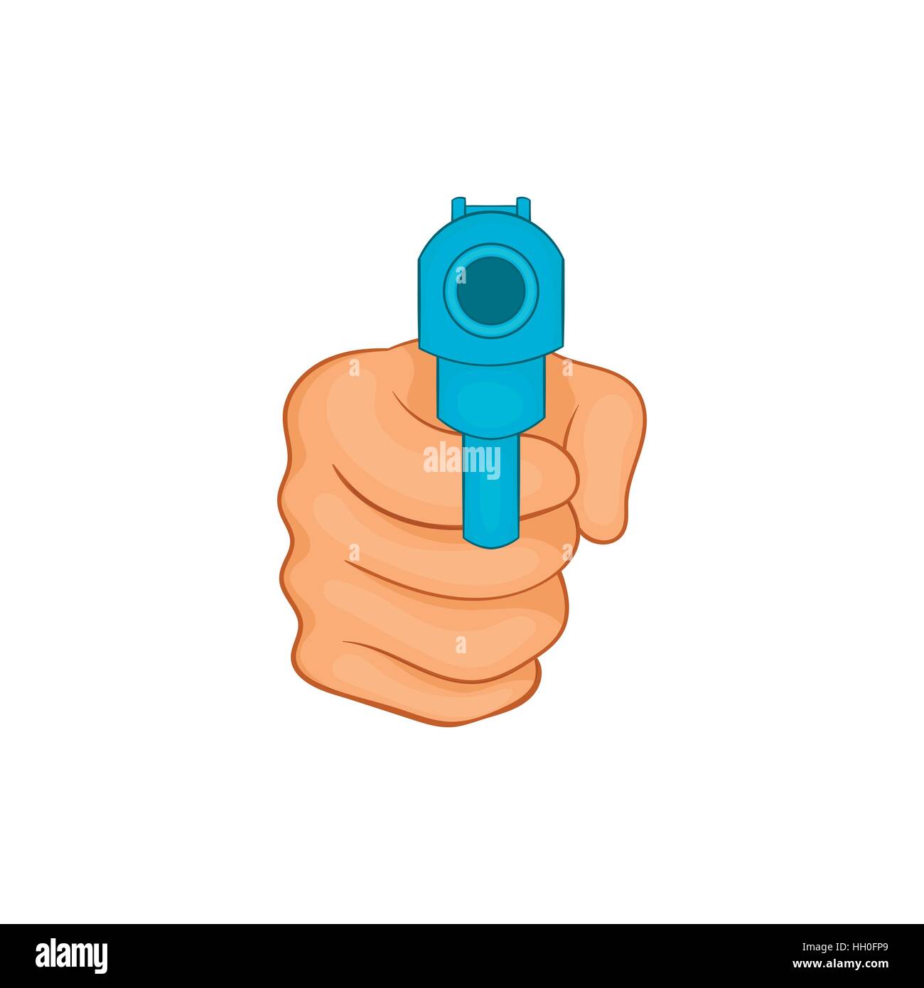 Hand pointing with the gun icon, cartoon style Stock Vector