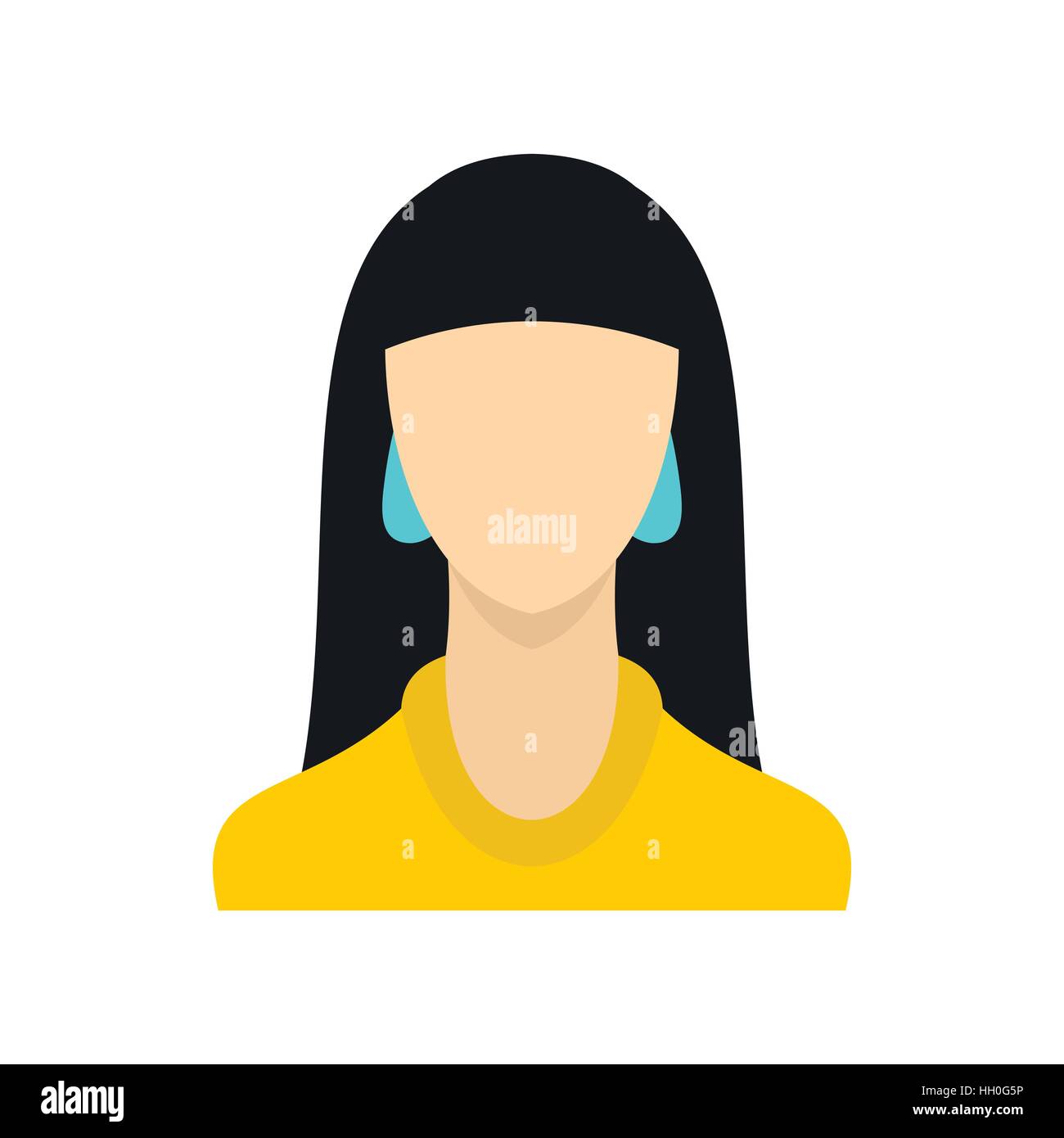 Woman with long hair icon in flat style Stock Vector Image & Art - Alamy