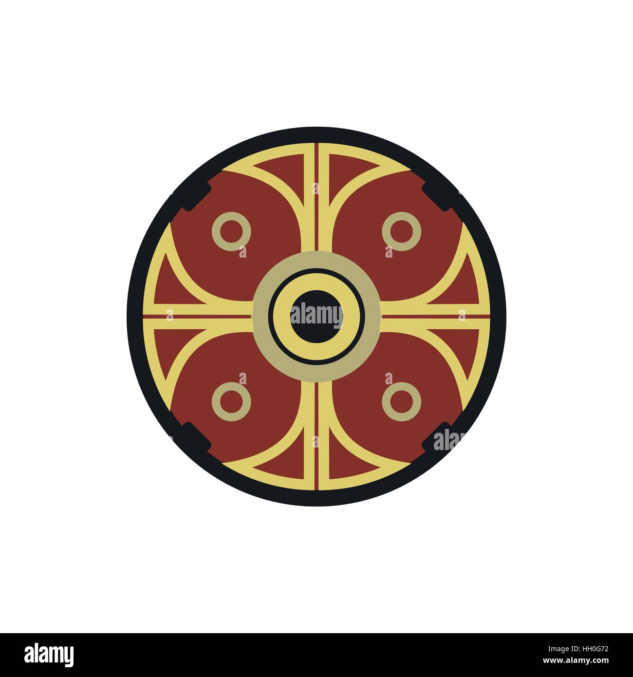 Round shield with ornament icon, flat style Stock Vector Image & Art ...