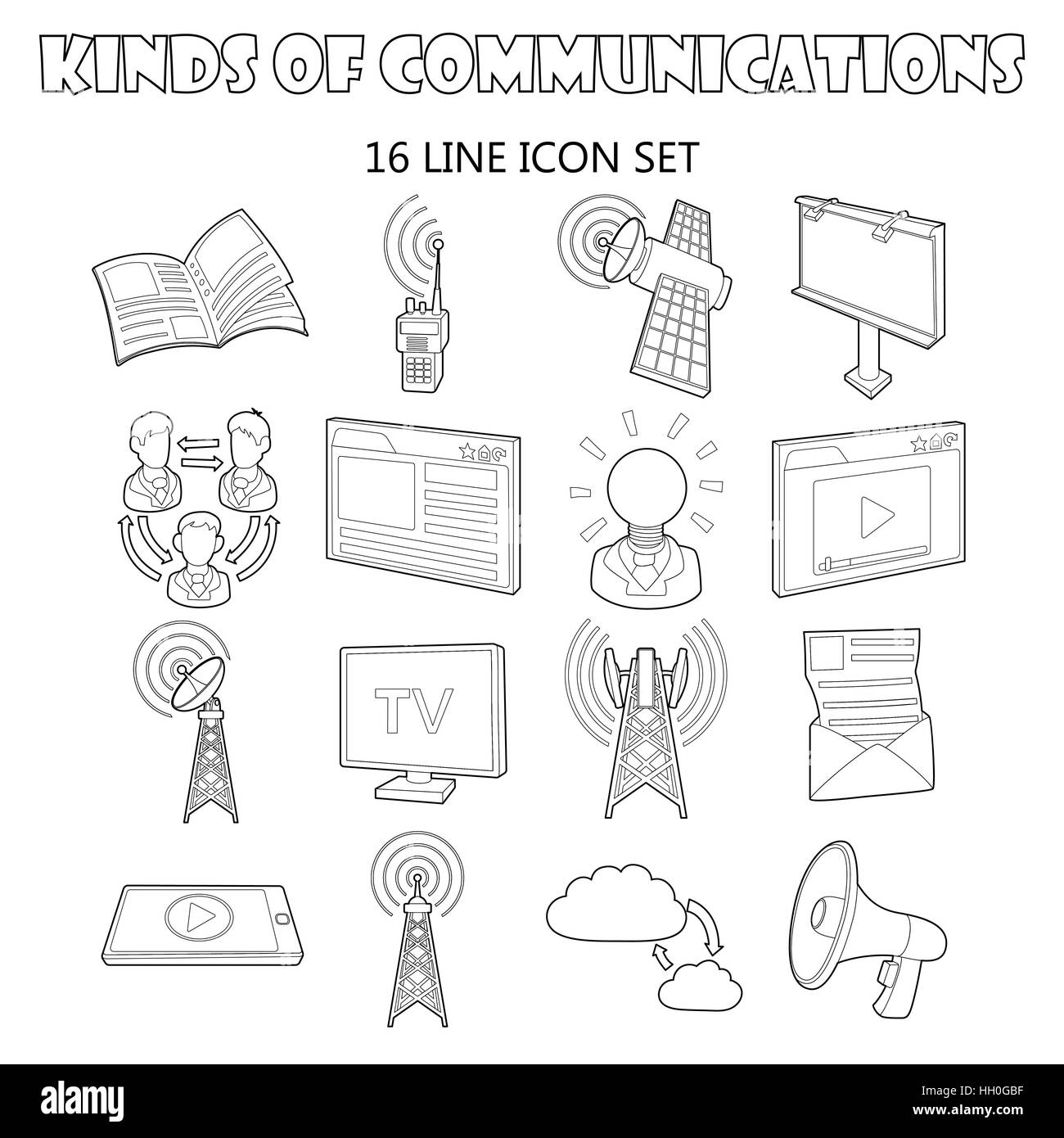 Communication icons set, outline ctyle Stock Vector Image & Art - Alamy