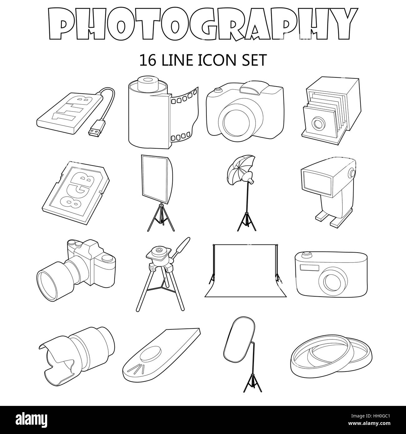 Photography icons set, outline style Stock Vector Image & Art - Alamy