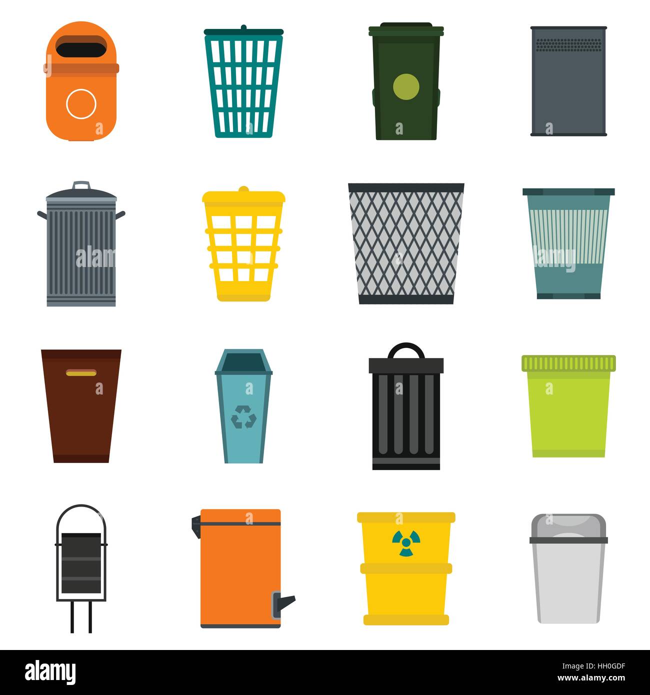 Trash can icons set, flat style Stock Vector Image & Art - Alamy