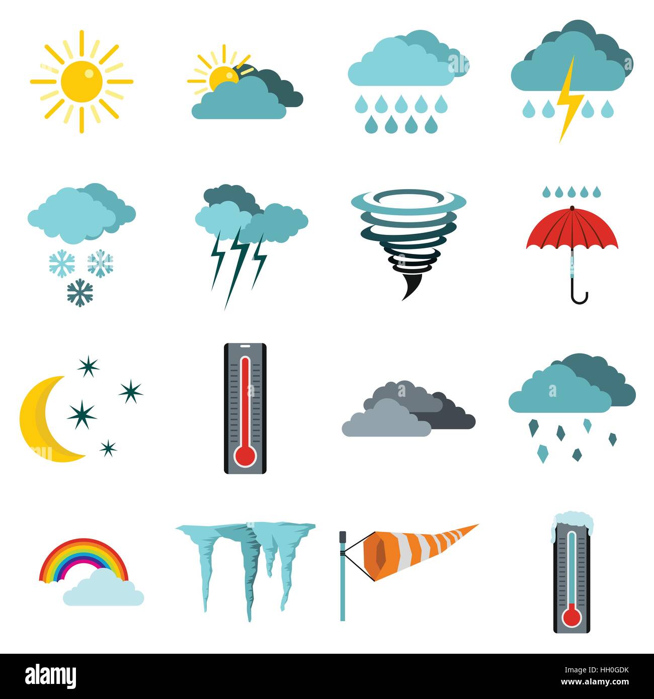 Weather set icons, flat style Stock Vector Image & Art - Alamy