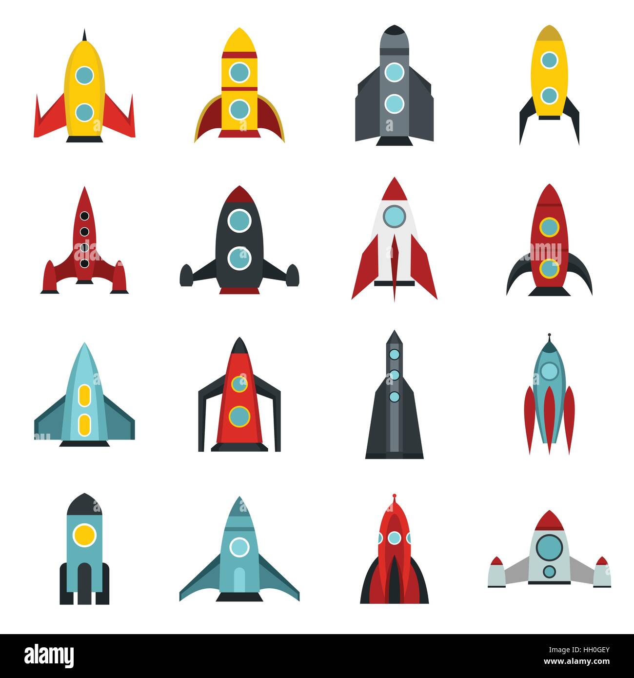 Rocket icons set, flat style Stock Vector Image & Art - Alamy