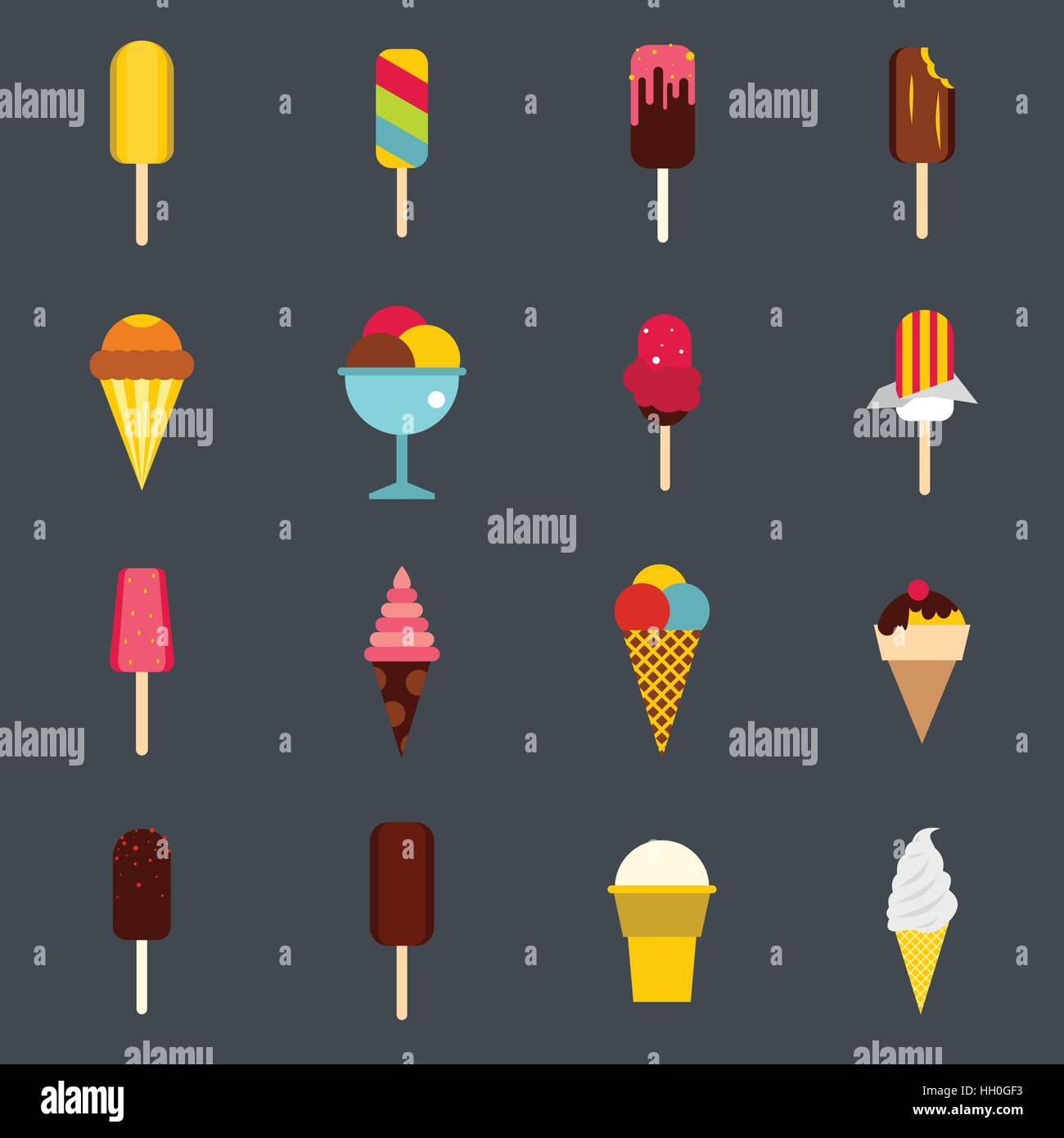 Ice cream icons set, flat style Stock Vector Image & Art - Alamy