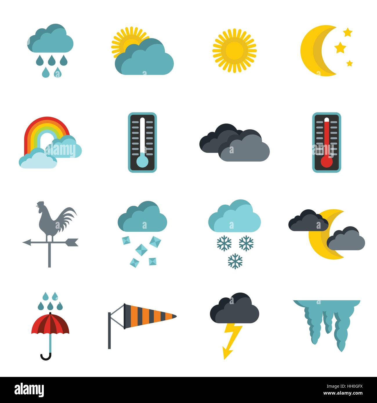 Weather icons set, flat style Stock Vector Image & Art - Alamy