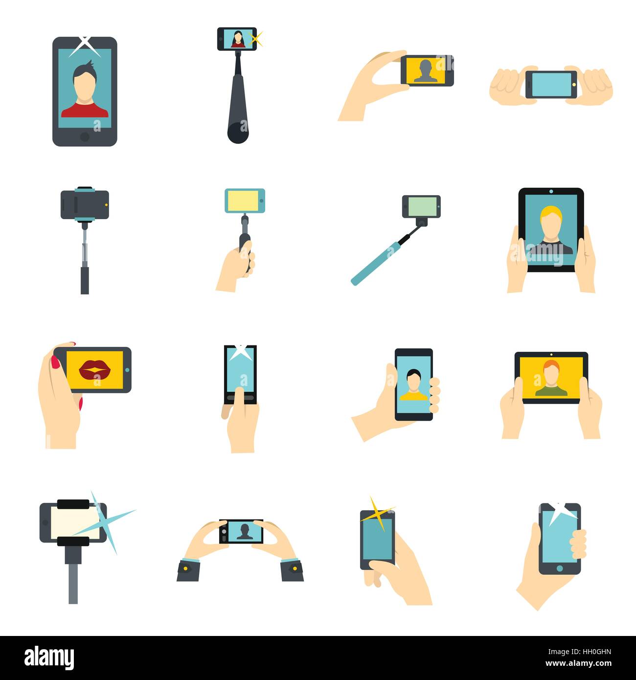 Selfie icons set, flat style Stock Vector Image & Art - Alamy