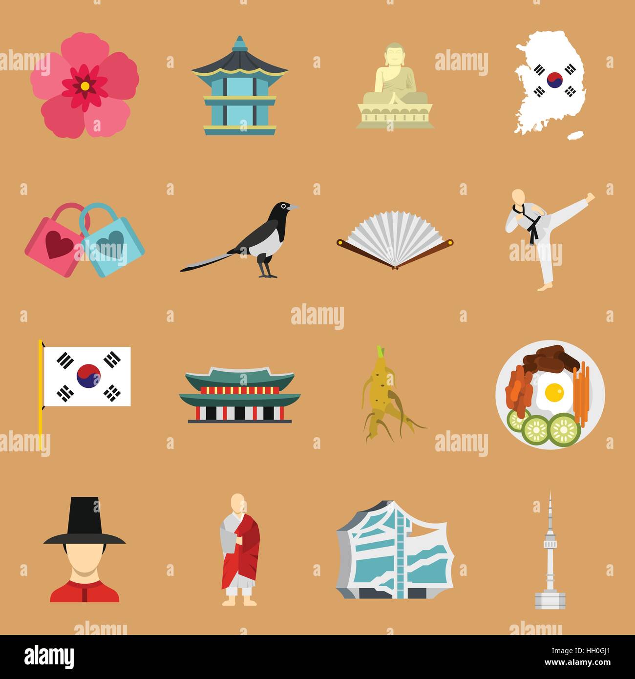South Korea icons set, flat style Stock Vector Image & Art - Alamy