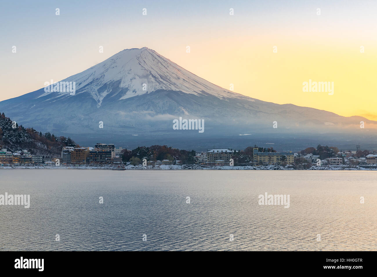 Mountain Fuji view from the Kawaguchiko lake Kawaguchi Stock Photo