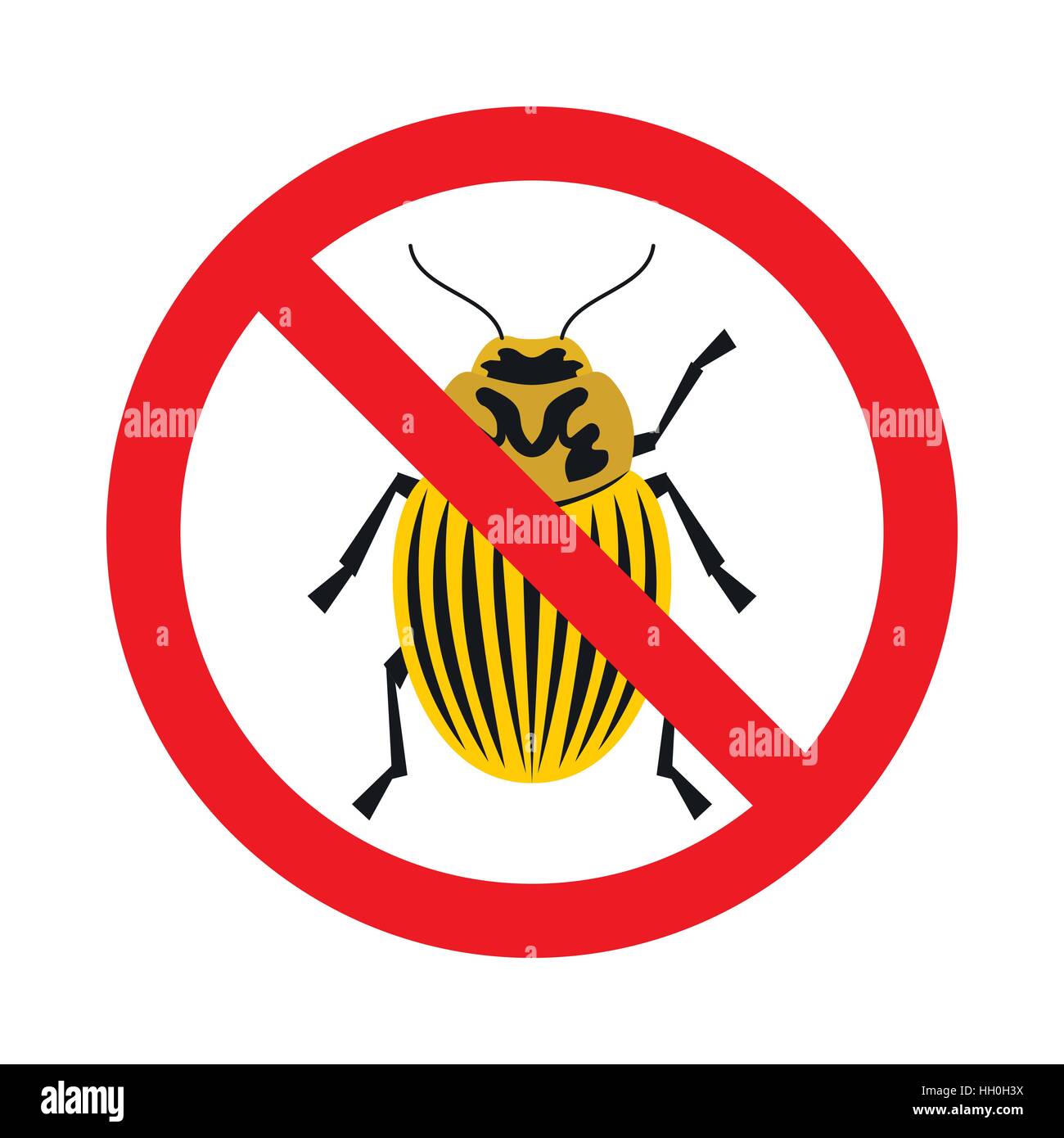 Prohibition sign colorado beetles icon, flat style Stock Vector Image
