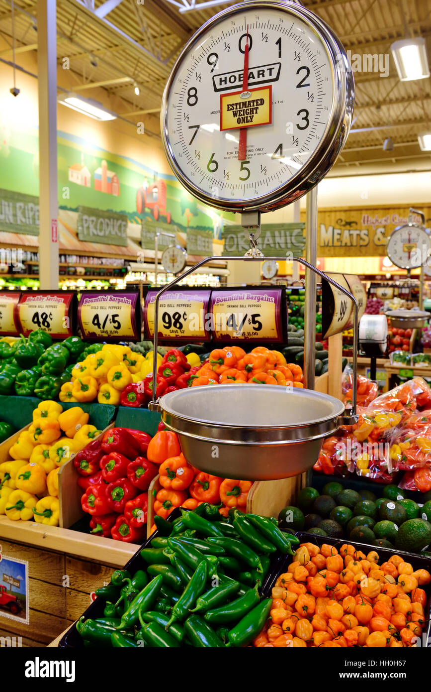 Weighting scale, fruit, vegetables Stock Photo