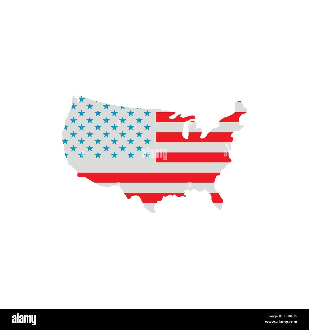 USA map in american flag colors icon, flat styl Stock Vector Image