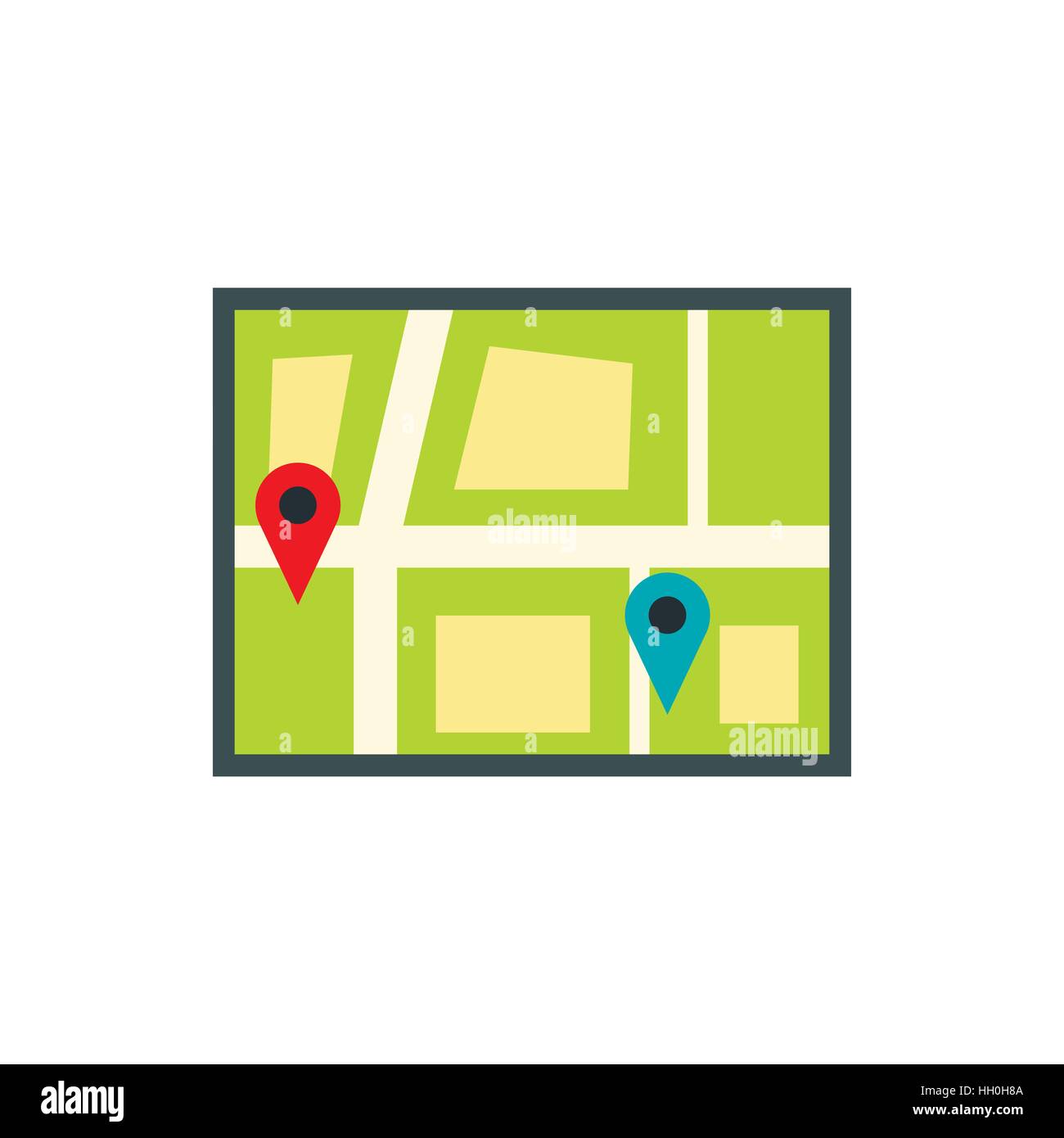 Map with pin pointers icon in flat style Stock Vector Image & Art - Alamy