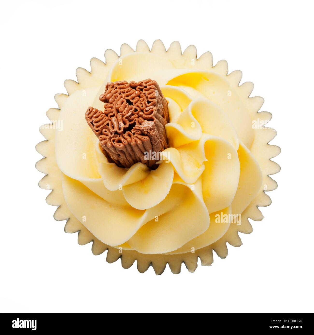 A home made vanilla cupcake on a white background Stock Photo
