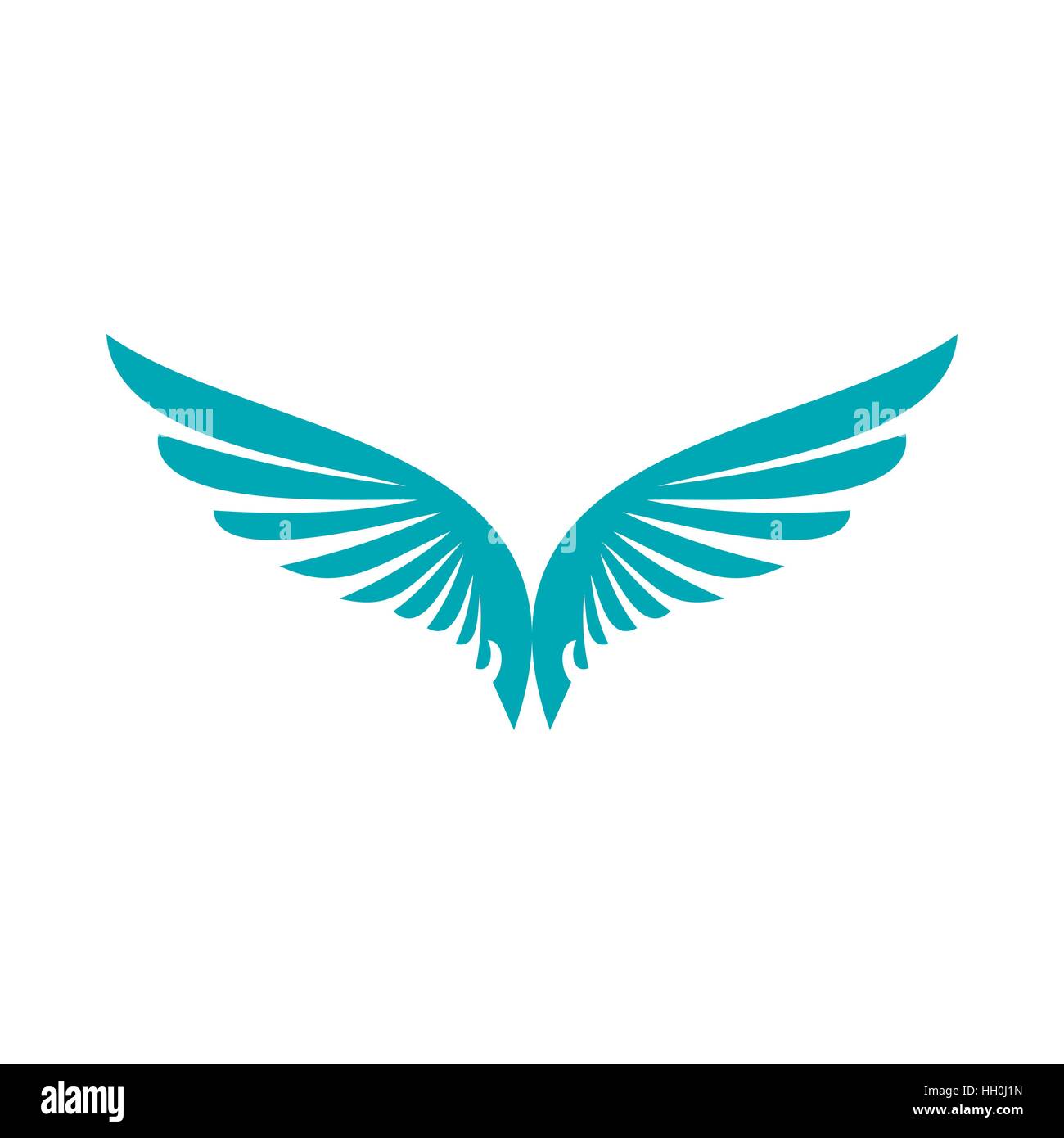 Two blue wing icon, flat style Stock Vector Image & Art - Alamy