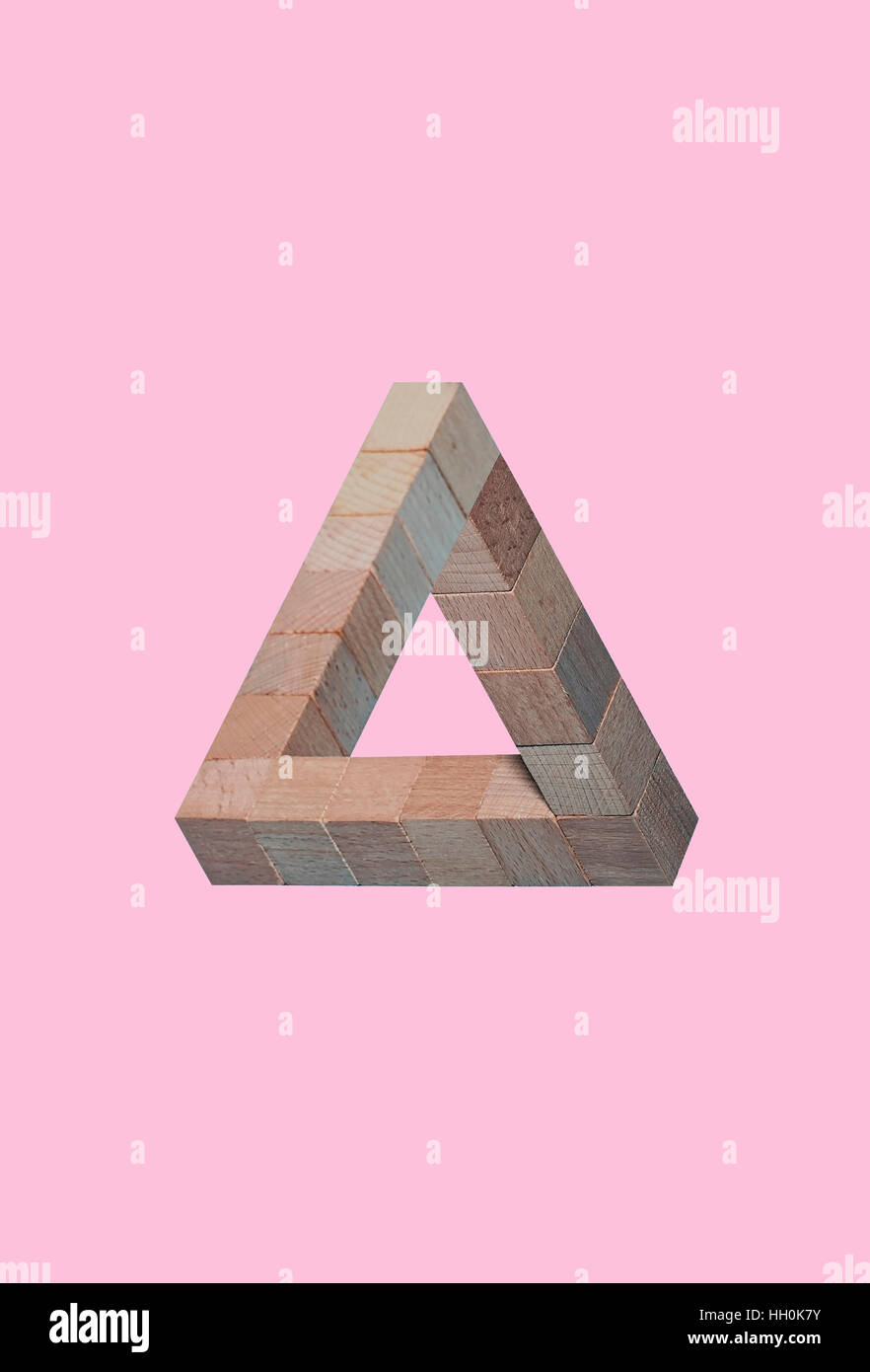 Penrose Triangle - Impossible shape - Building the impossible Stock Photo