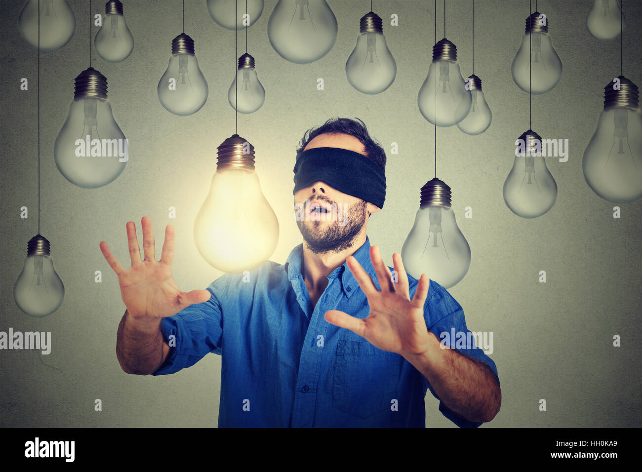 Blindfolded Man Stretching His Arms Out Walking Through Many Question Marks  Stock Photo - Download Image Now - iStock