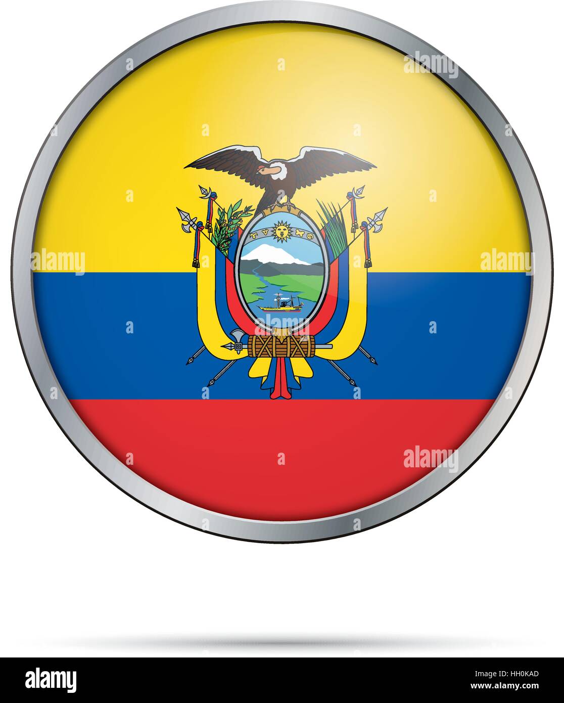 Animal De La Bandera De Ecuador Vector Ecuadorian flag Button. Ecuador flag in glass button style with  metal frame Stock Vector Image & Art - Alamy