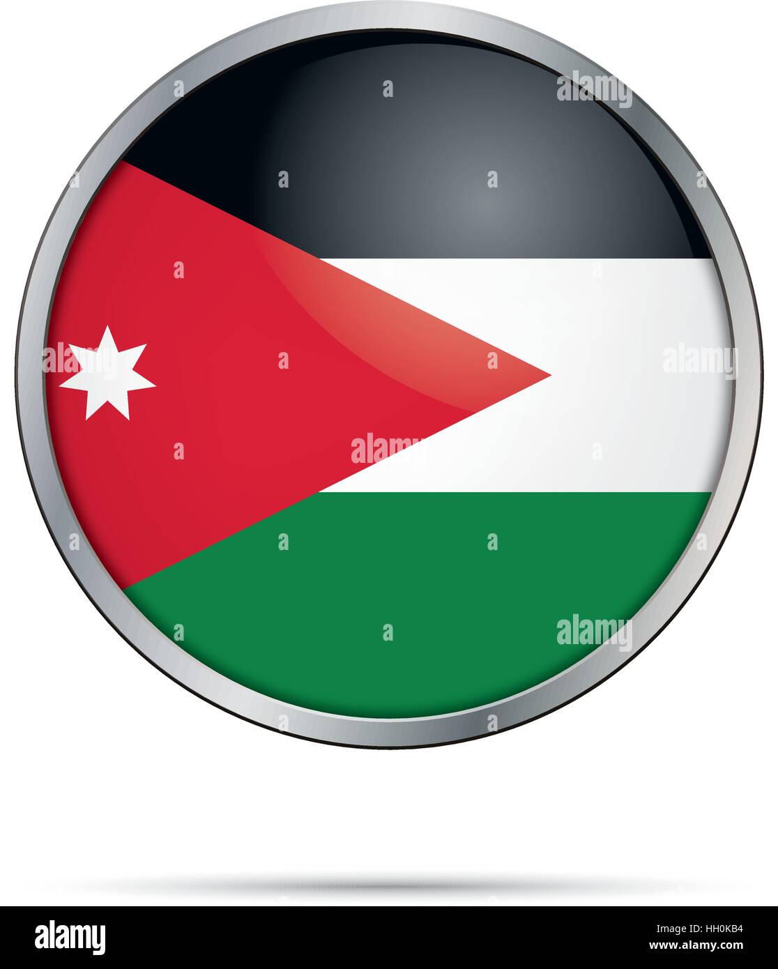 Vector Jordanian flag Button. Jordan flag in glass button style with
