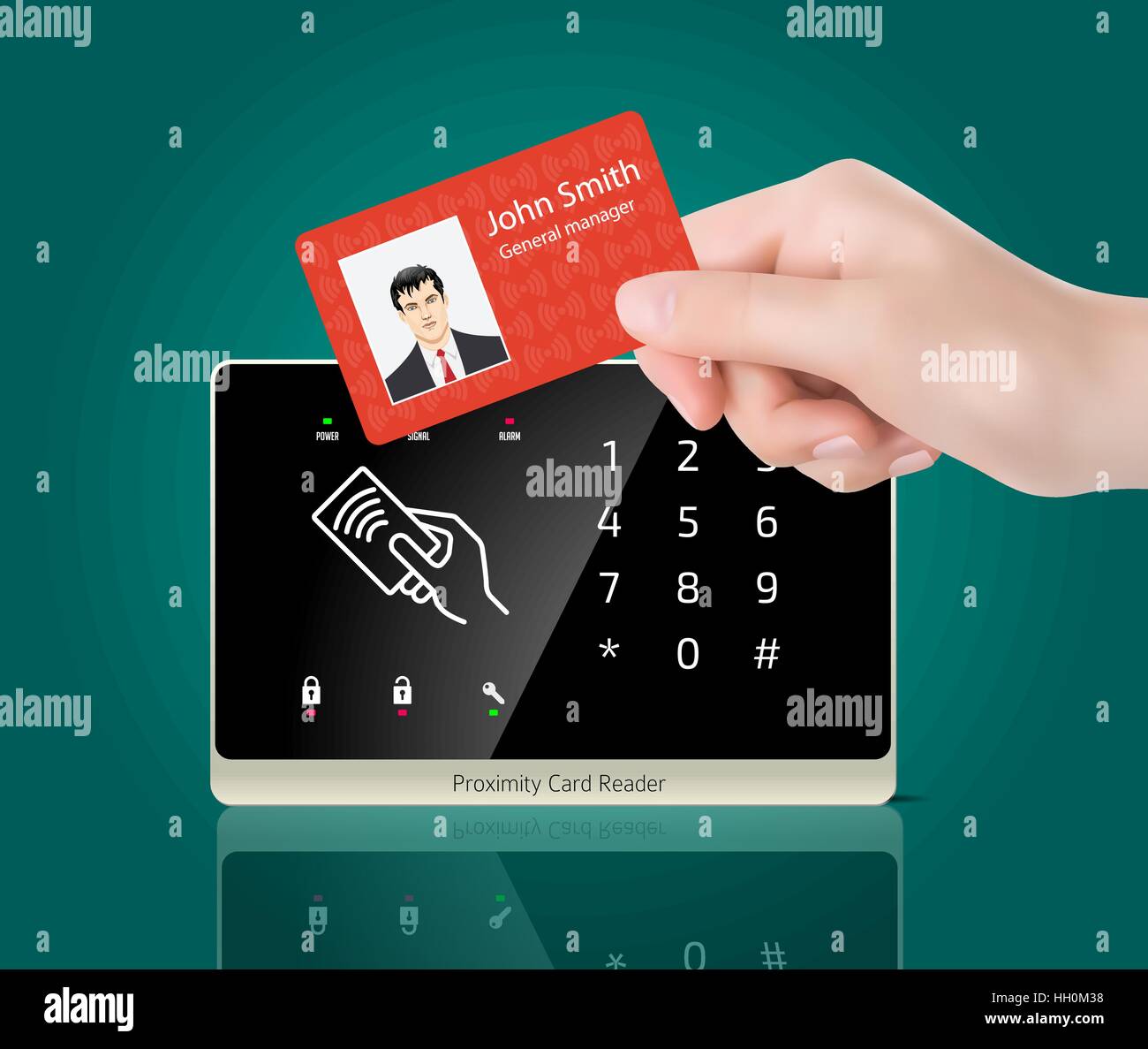 Access control system - time and attendance management Stock Vector