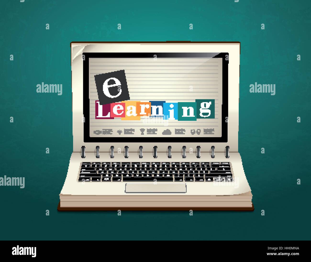 Elearning book as laptop electronic book concept Stock Vector Image