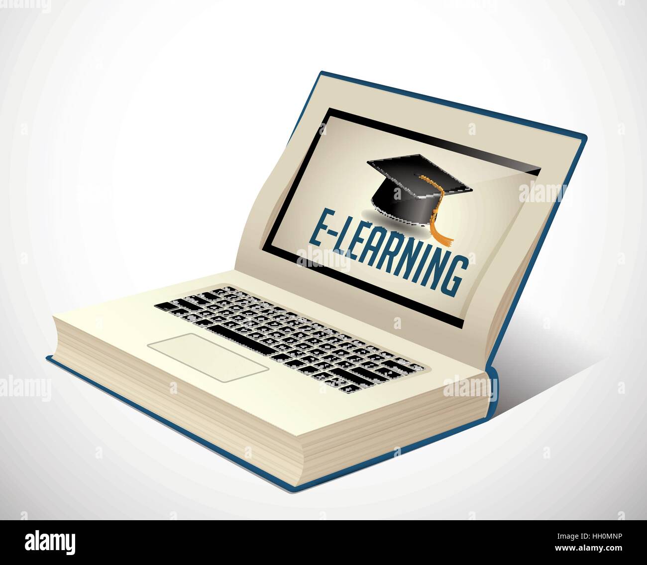 Elearning - book as laptop electronic book concept Stock Vector
