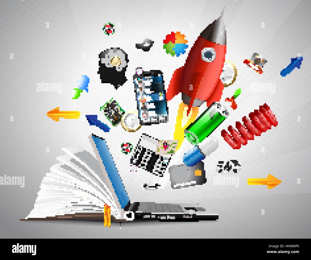 E-learning concept - internet network as knowledge base Stock Vector