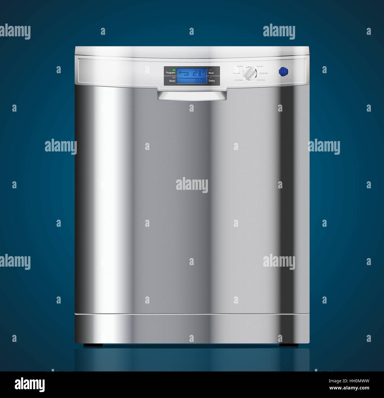 Kitchen - washing machine, icebox, gas stove, dishwasher Stock Vector