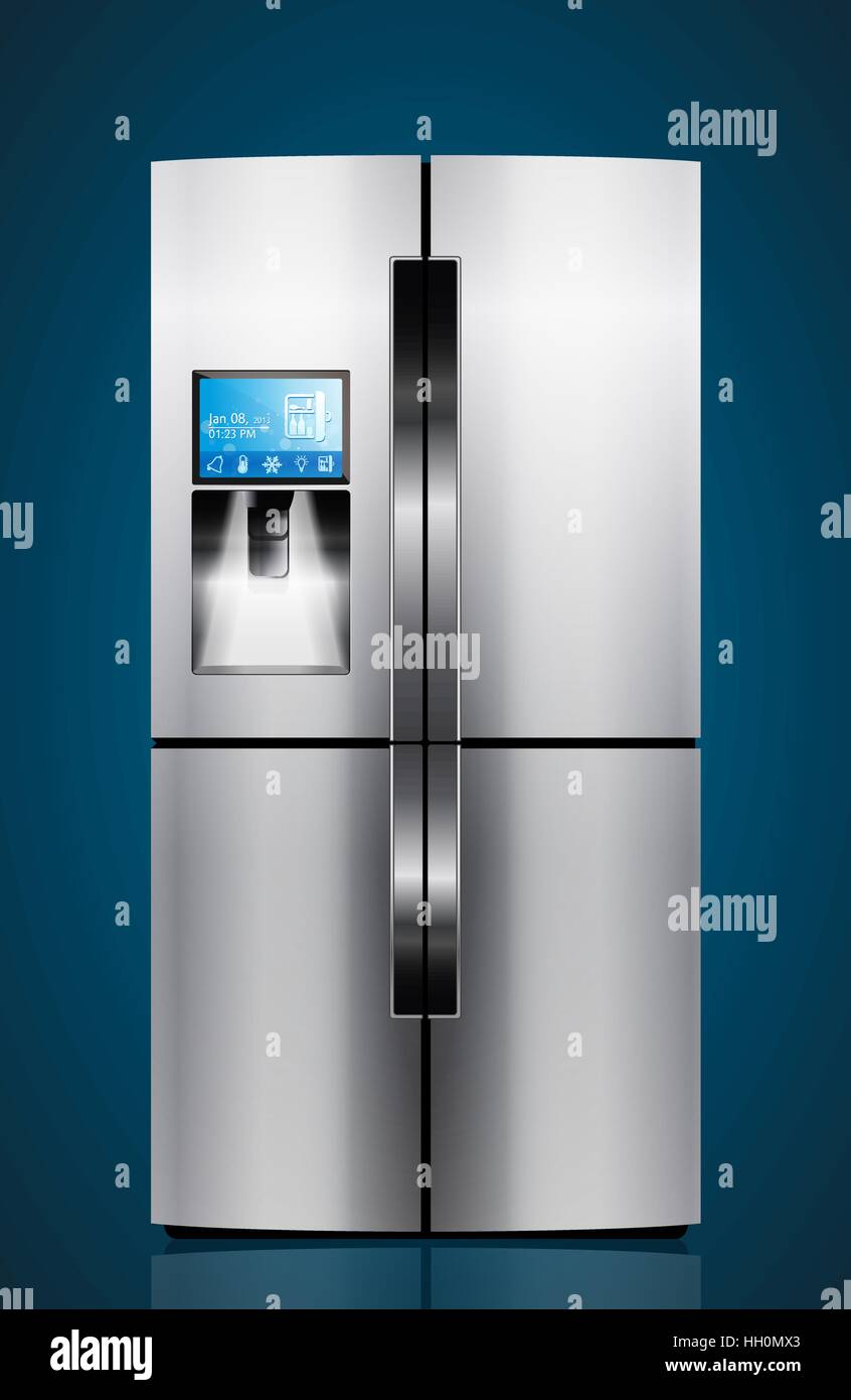 Kitchen Refrigerator - house appliances concept Stock Vector