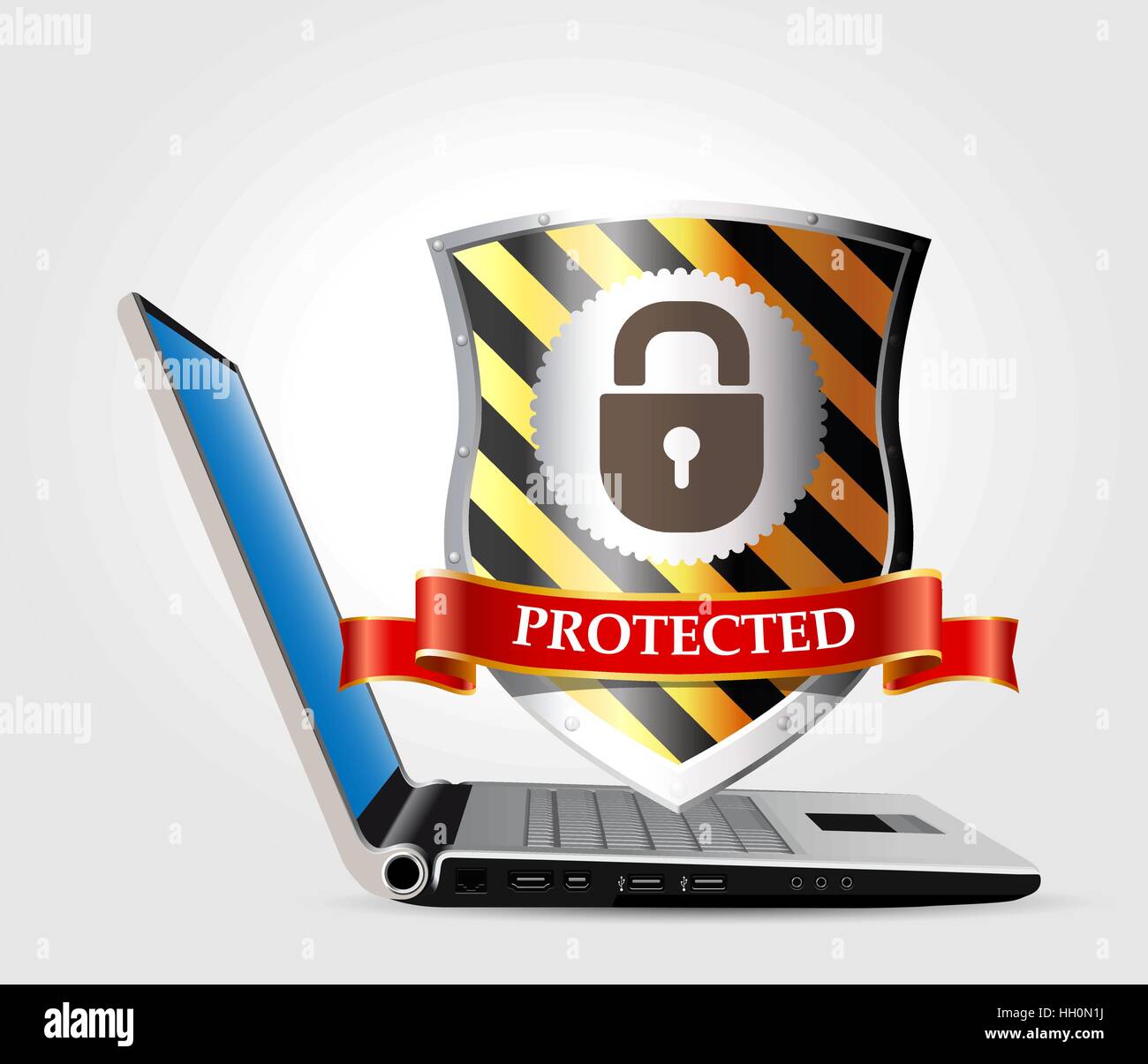Computer security -password protection and antivirus Stock Vector