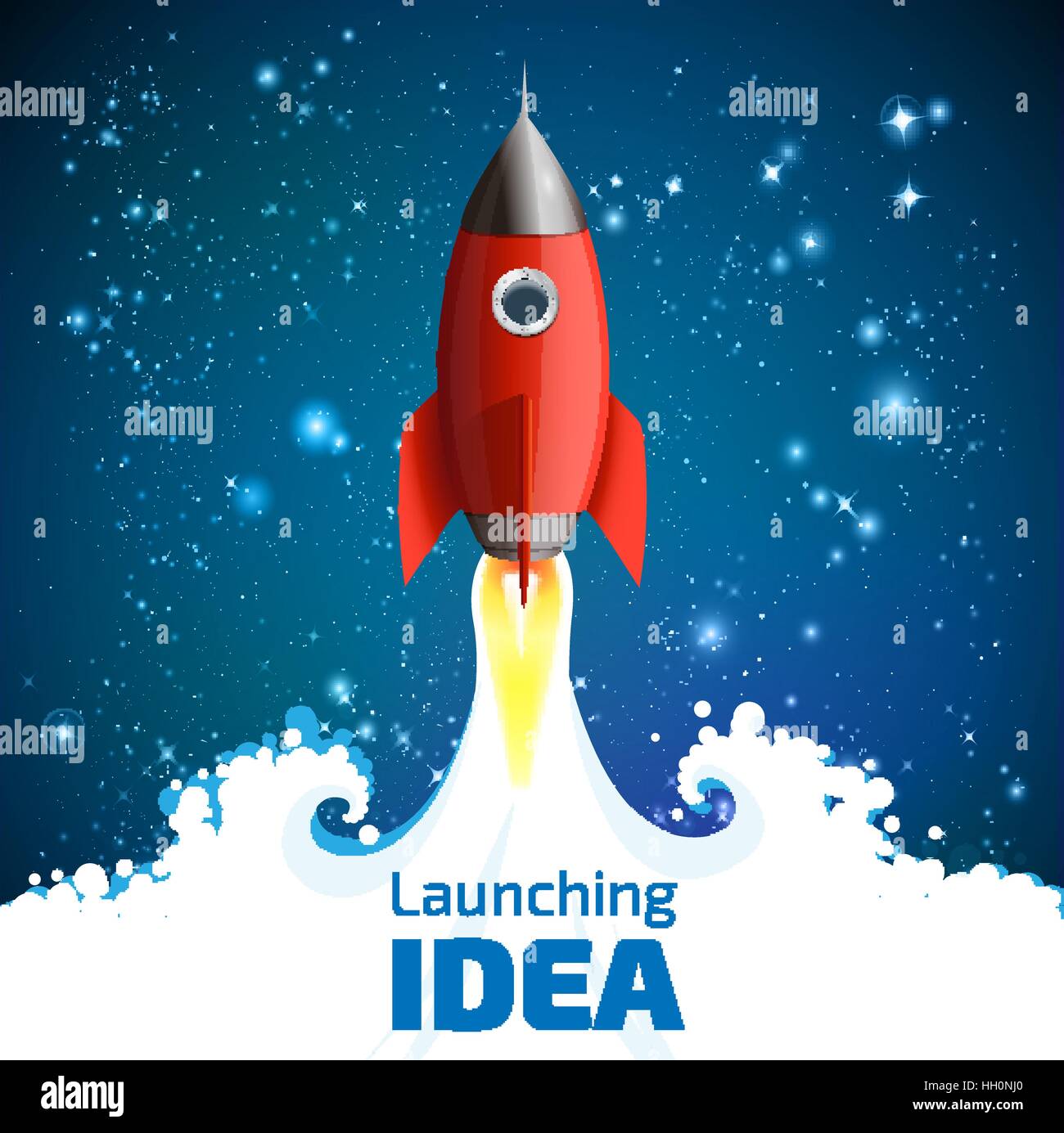 Rocket in space - business concept infographic Stock Vector