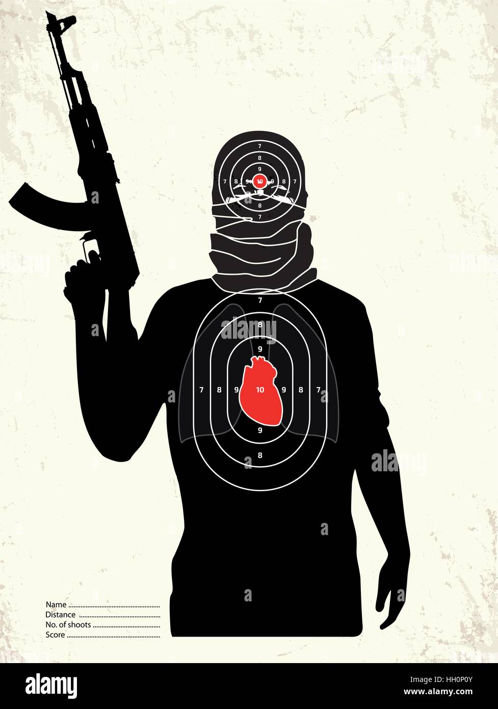 Terrorist - shooting range target Stock Vector