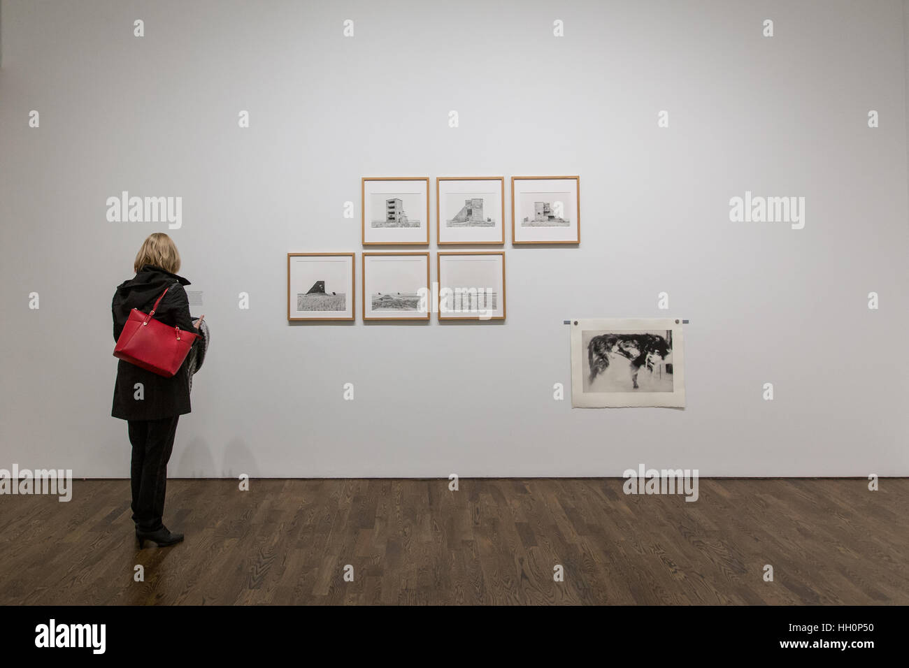 female art gallery visitor Stock Photo