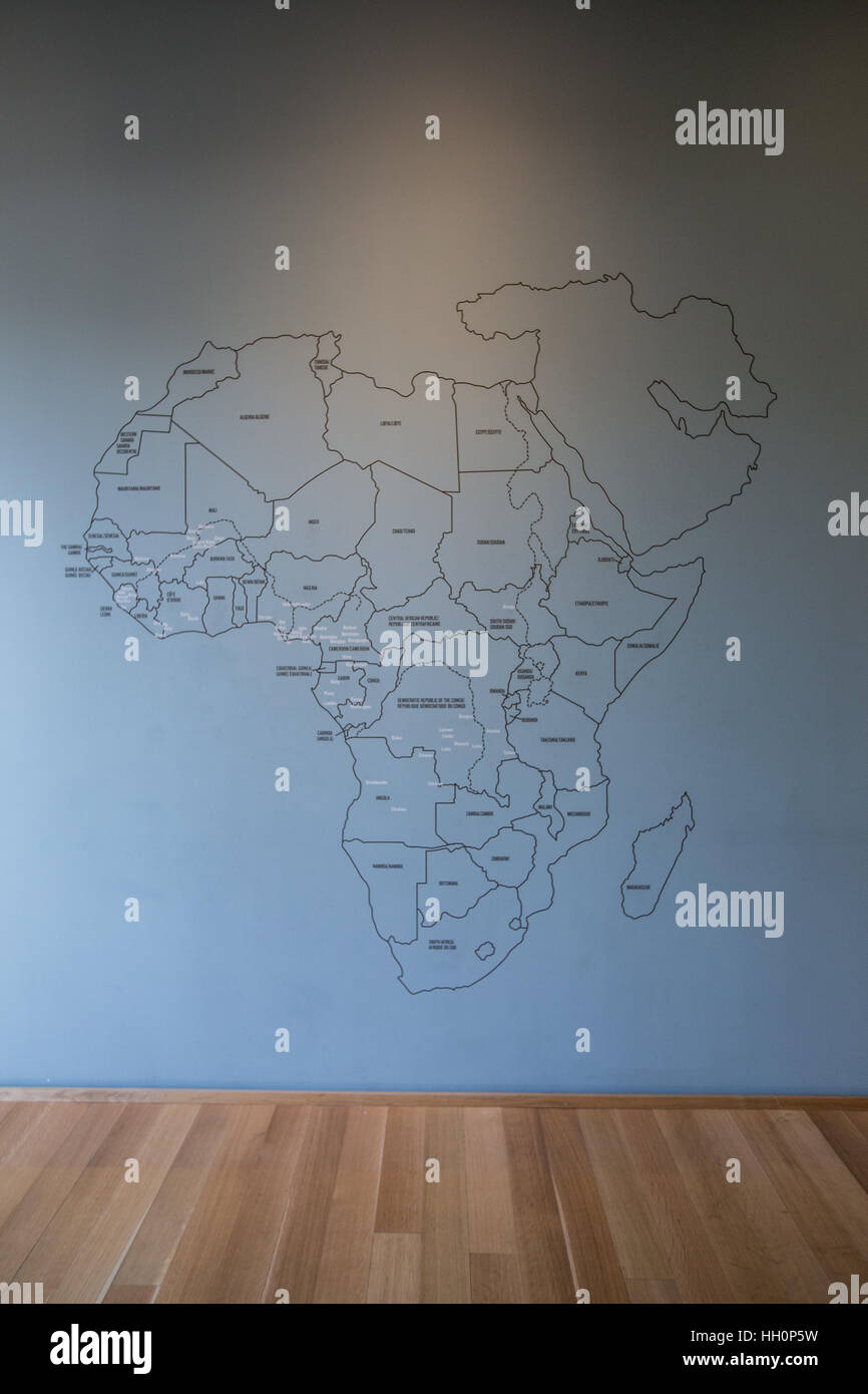 Africa map on a wall inside art gallery of Ontario in Toronto Canada Stock Photo