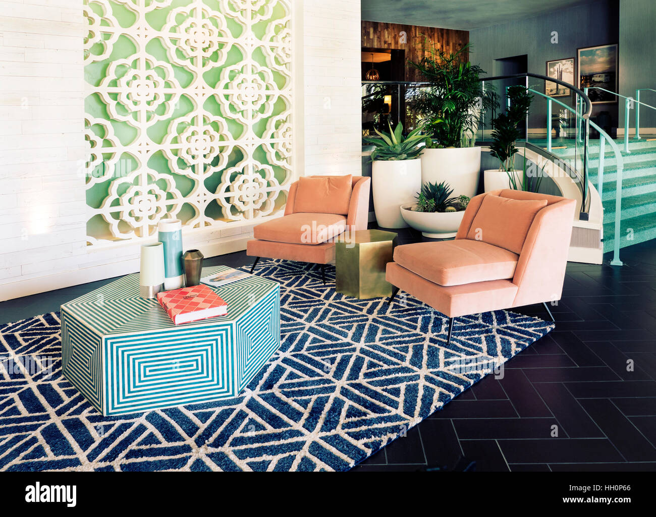 Modernist interior in Palm Springs California USA Stock Photo