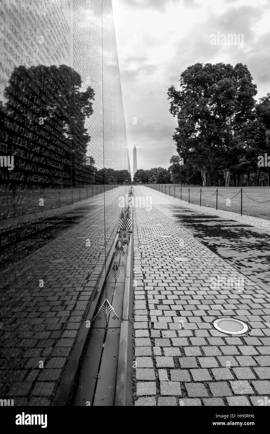 Reflection on the Vietnam War Memorial in Washington DC, USA Stock Photo