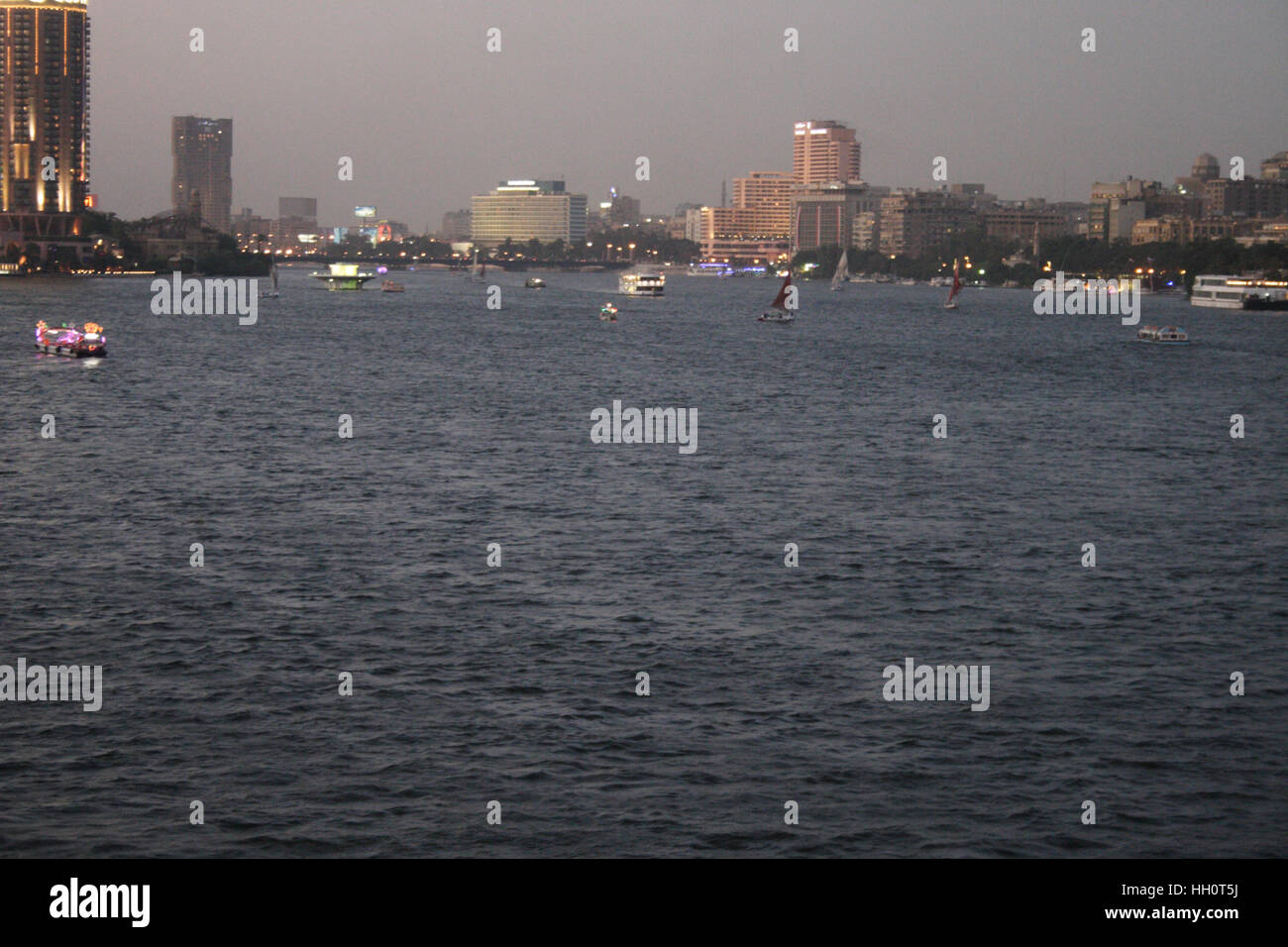 Cairo at Sunset; From University Bridge;Cairo; Egypt Stock Photo