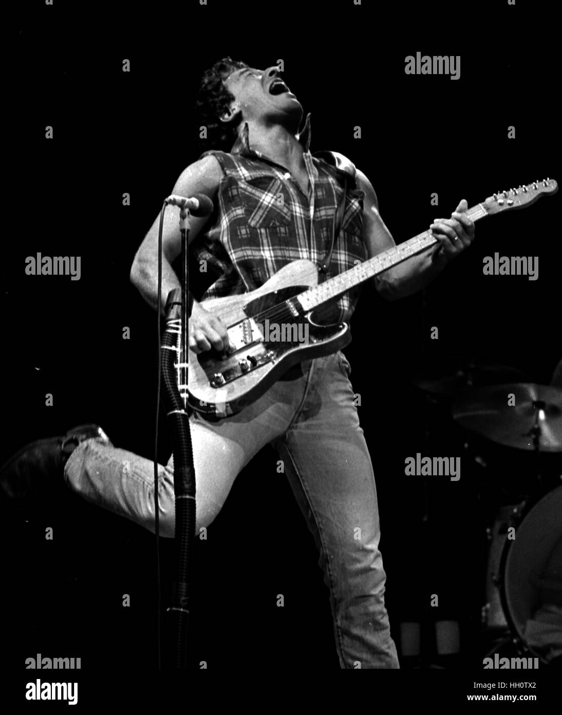 Bruce Springsteen at the Cotton Bowl in Dallas Tx 1985 concert photo by bill belknap Stock Photo