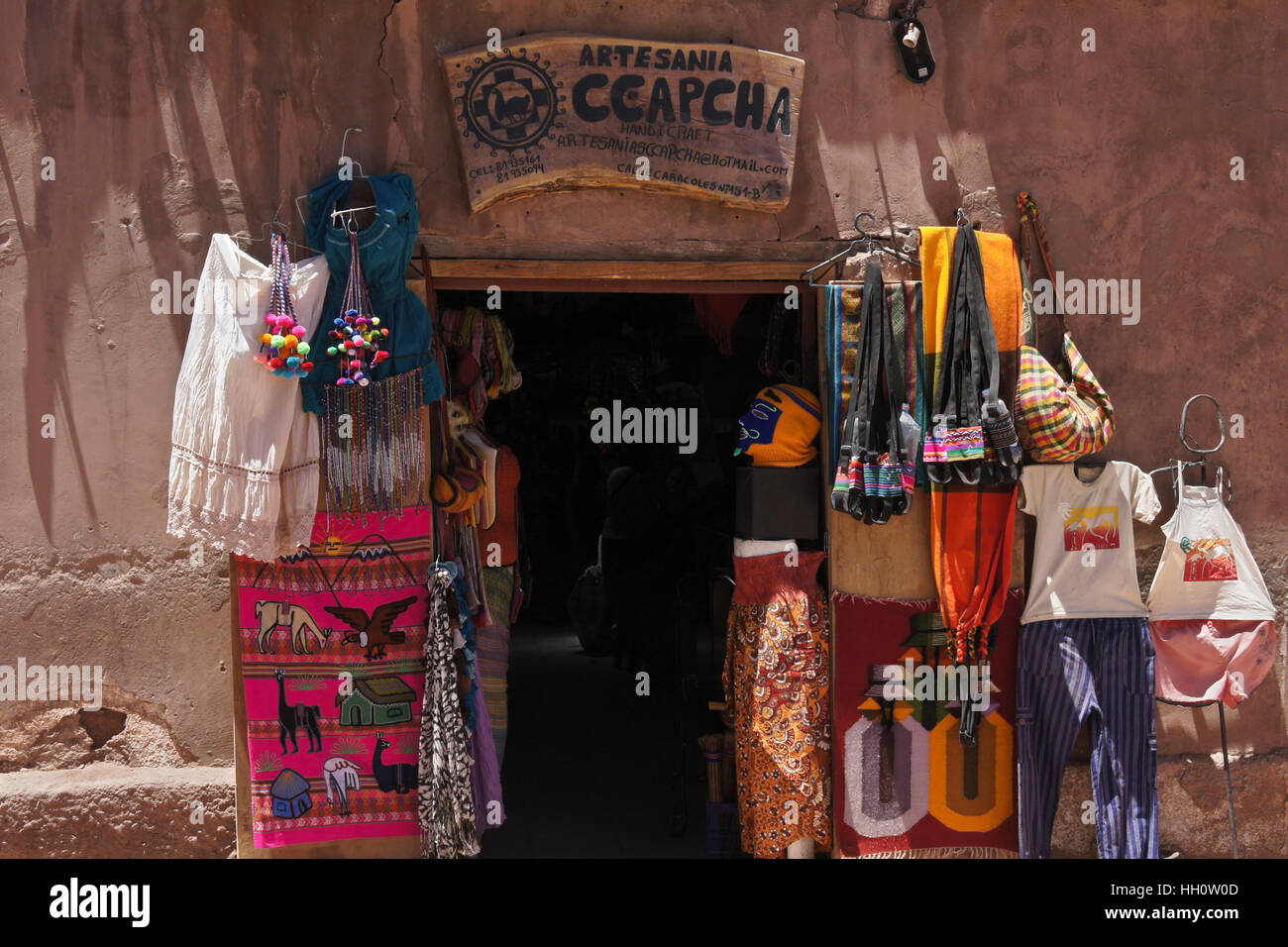 Handicrafts shop on Caracoles Street, San Pedro de Atacama, Norte Grande, Chile Stock Photo