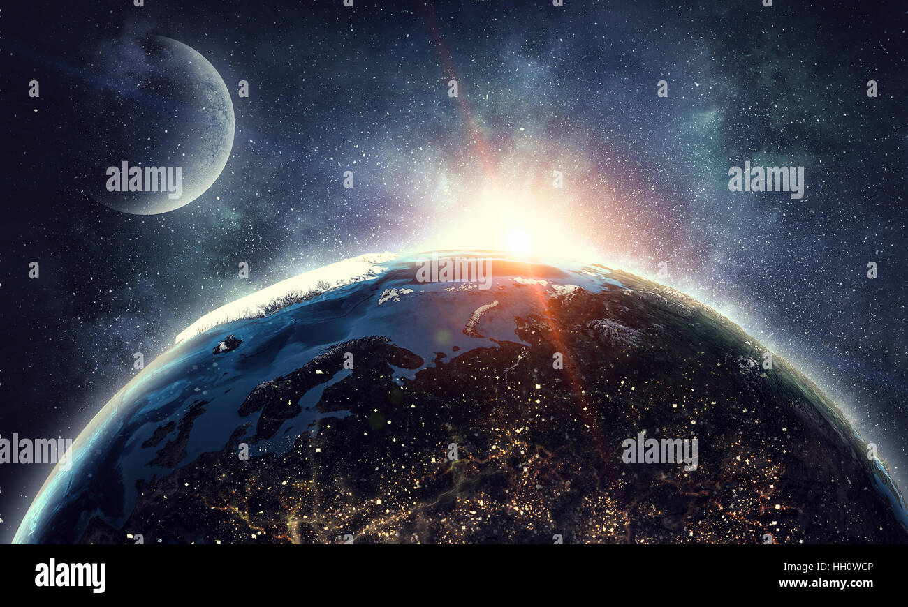 Composite image of moon and earth Elements of this image